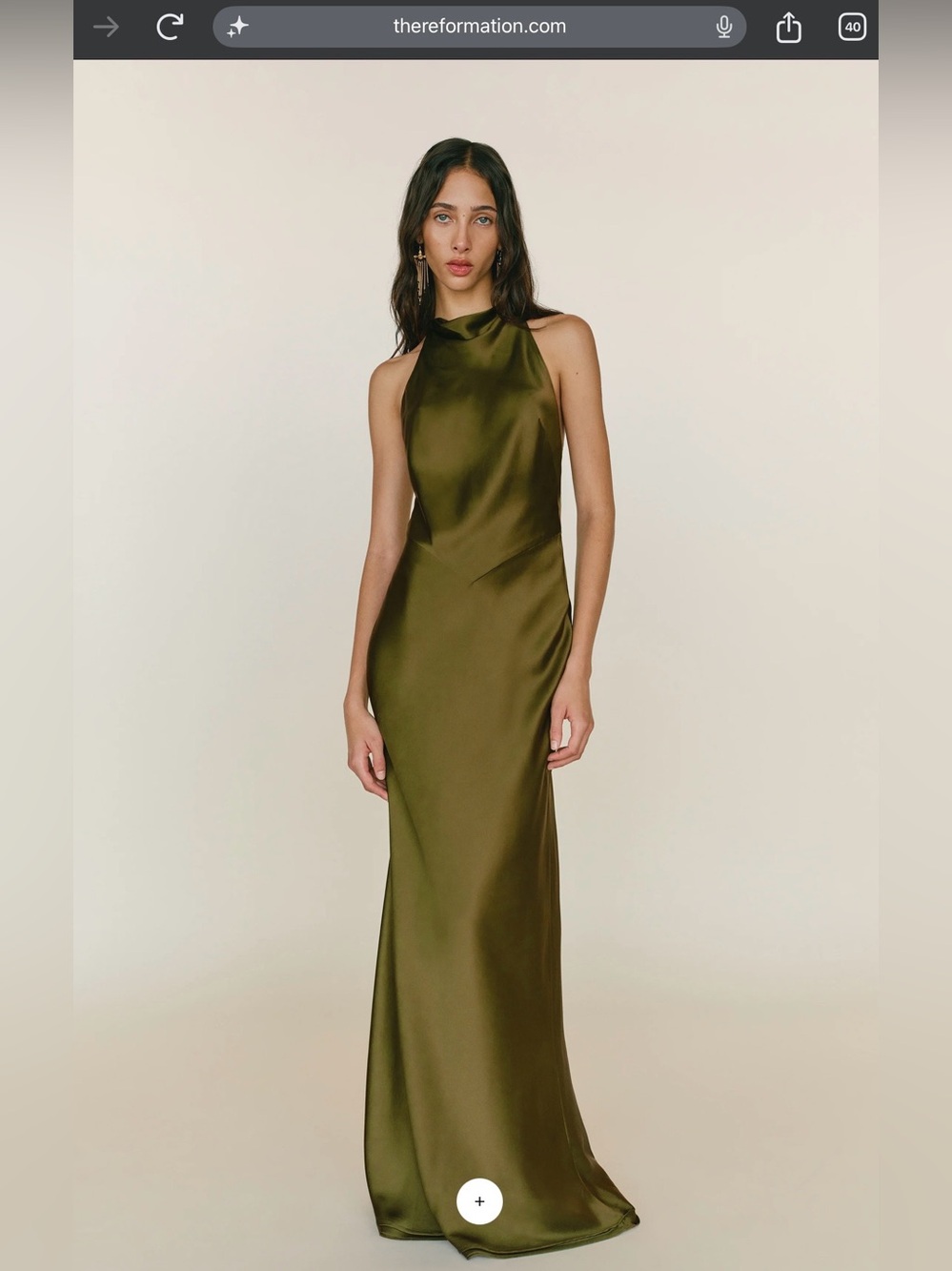 Reformation Olive Green Bianca Silk Dress | Size 0 | Worn once & dry cleaned